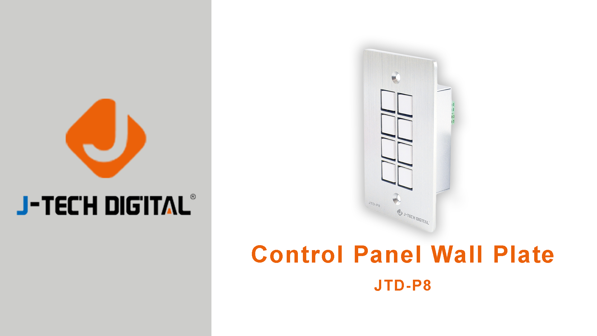 J-Tech Digital 8-Button Control Panel Wall Plate with Programmable